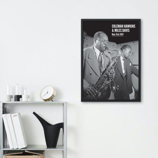 Coleman Hawkins & Miles Davis- Jazz Music Poster, Three Deuces NYC 1947, Gallery Matte