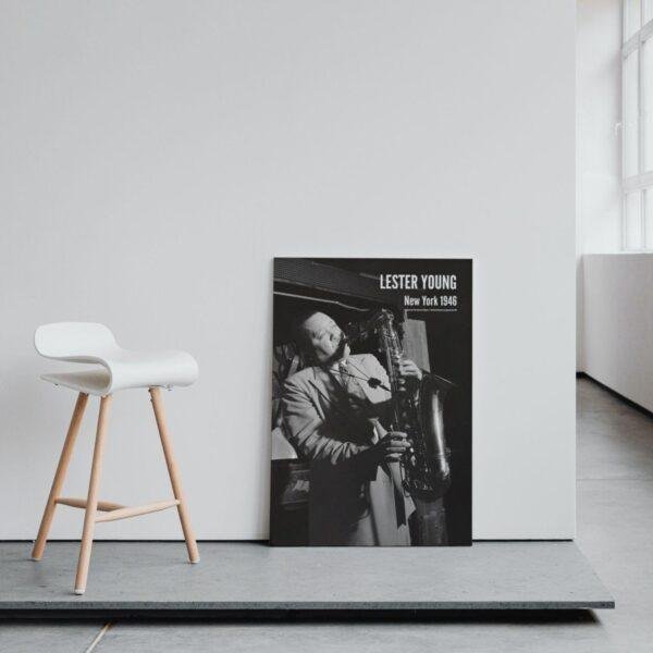 Lester Young - Jazz Music Poster, Famous Door NYC 1946, Gallery Matte