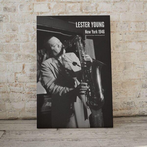 Lester Young - Jazz Music Poster, Famous Door NYC 1946, Gallery Matte