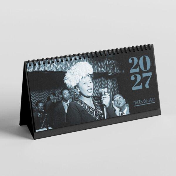 Classic Jazz Desk Calendar – Monthly Planner, Ella Fitzgerald Cover, Semi-Glossy Paper
