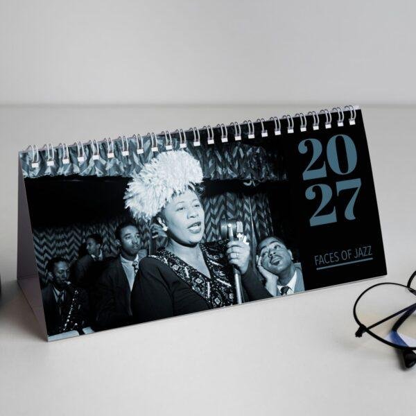Classic Jazz Desk Calendar – Monthly Planner, Ella Fitzgerald Cover, Semi-Glossy Paper