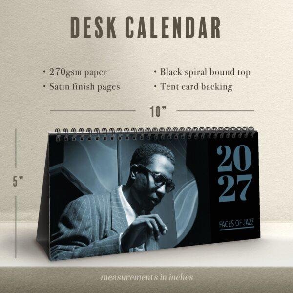 Classic Jazz Desk Calendar – Monthly Planner, Thelonious Monk Cover, Semi-Glossy Paper