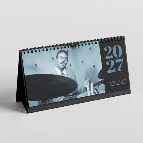 Classic Jazz Desk Calendar - Monthly Planner, Max Roach Cover, Semi‑Glossy Paper