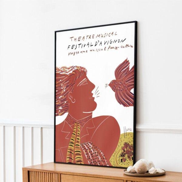 Alekos Fassianos Exhibition Poster - Festival D’Avignon 1982