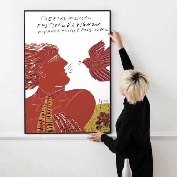 Alekos Fassianos Exhibition Poster - Festival D’Avignon 1982