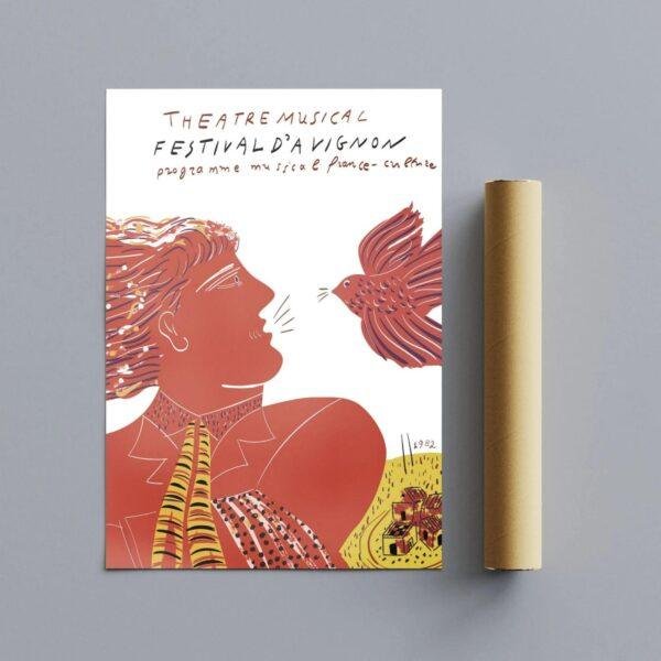 Alekos Fassianos Exhibition Poster - Festival D’Avignon 1982