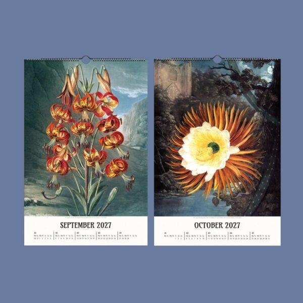 The Temple of Flora Botanical Calendar – English Artist, Robert John Thornton, Semi-Glossy Paper