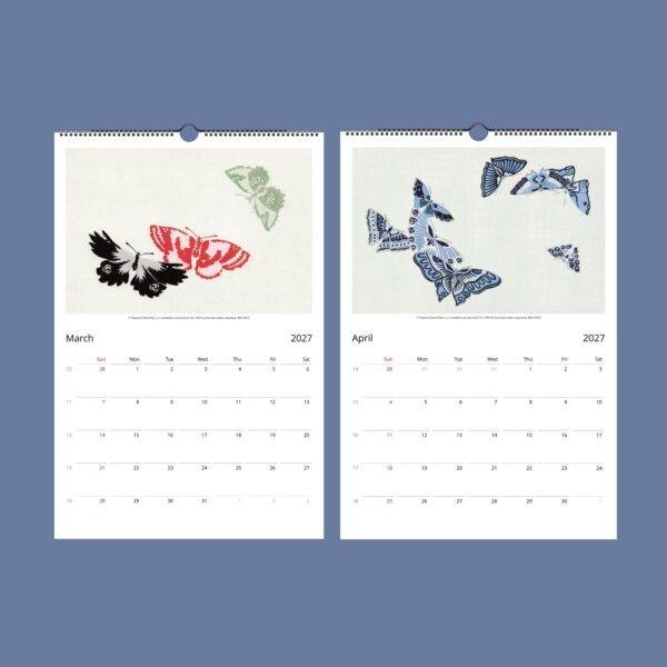 Kamisaka Sekka Wall Calendar – Japanese Woodblock, Butterfly Decor, Semi-Glossy Paper