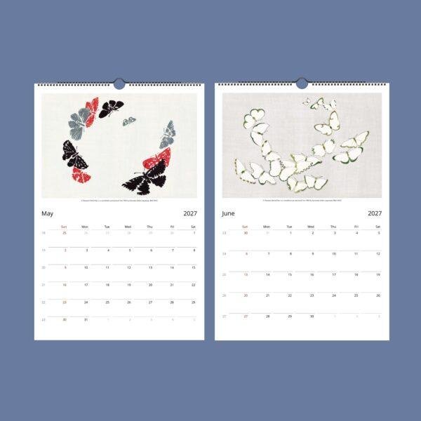 Kamisaka Sekka Wall Calendar – Japanese Woodblock, Butterfly Decor, Semi-Glossy Paper