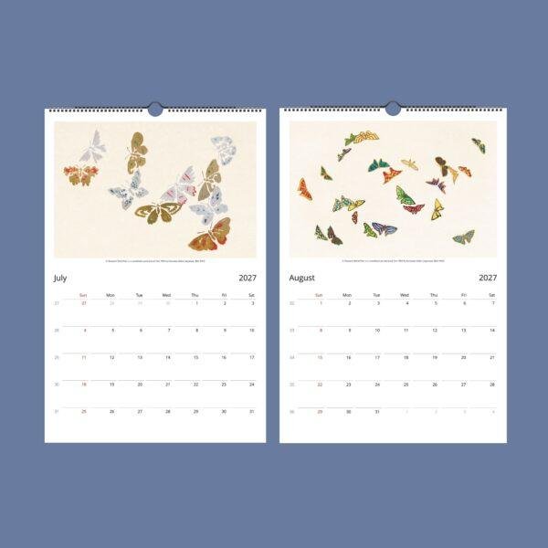 Kamisaka Sekka Wall Calendar – Japanese Woodblock, Butterfly Decor, Semi-Glossy Paper