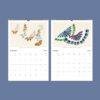 Kamisaka Sekka Wall Calendar – Japanese Woodblock, Butterfly Decor, Semi-Glossy Paper