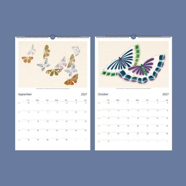 Kamisaka Sekka Wall Calendar – Japanese Woodblock, Butterfly Decor, Semi-Glossy Paper