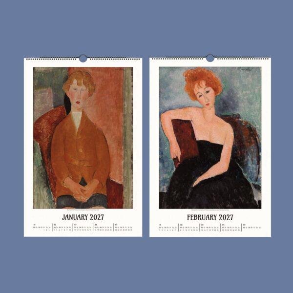 Amedeo Modigliani Wall Calendar – Italian Painter, Nude Woman Sketch, Semi-Glossy Paper
