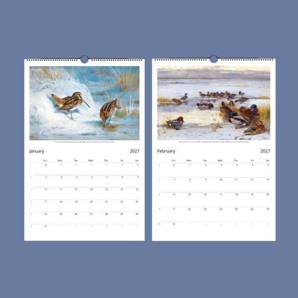 Birds of Britain Wall Calendar - Archibald Thorburn, Scottish Wildlife Artist, Semi-Glossy Paper
