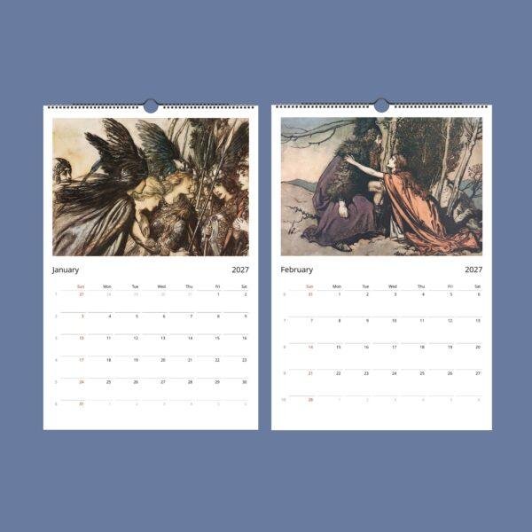 Arthur Rackham Wall Calendar – English Illustrator, Valkyrie Mythology, Semi-Glossy Paper