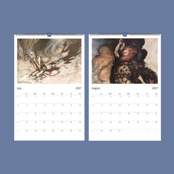 Arthur Rackham Wall Calendar – English Illustrator, Valkyrie Mythology, Semi-Glossy Paper