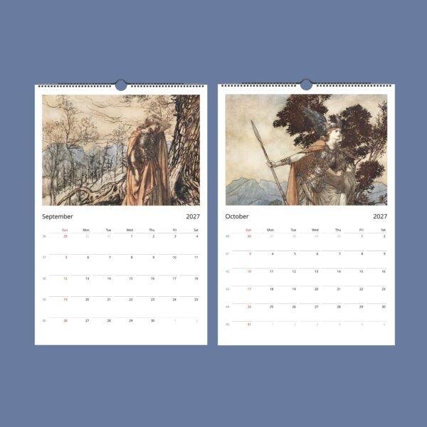 Arthur Rackham Wall Calendar – English Illustrator, Valkyrie Mythology, Semi-Glossy Paper