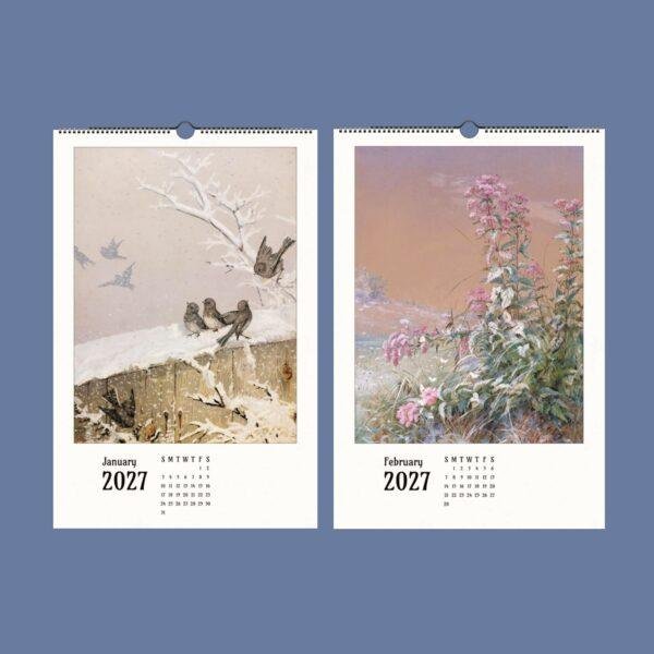 Fidelia Bridges Wall Calendar – American Artist, Watercolor Birds, Natural History Art, Semi-Glossy Paper