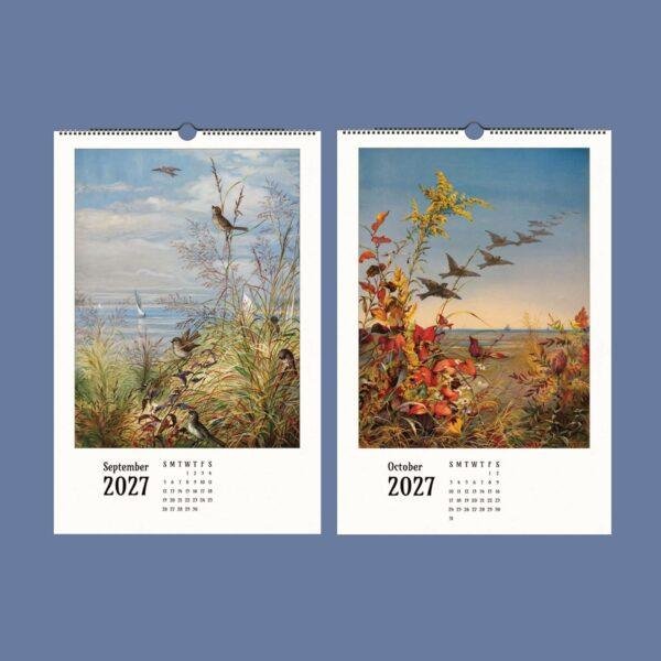 Fidelia Bridges Wall Calendar – American Artist, Watercolor Birds, Natural History Art, Semi-Glossy Paper