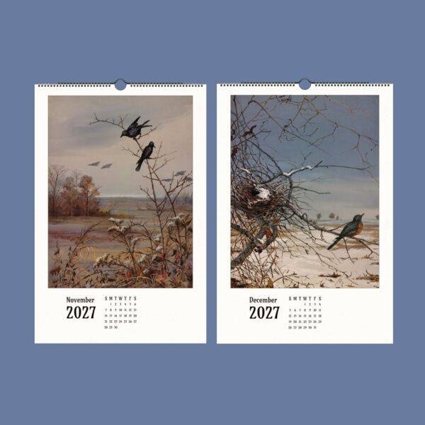 Fidelia Bridges Wall Calendar – American Artist, Watercolor Birds, Natural History Art, Semi-Glossy Paper