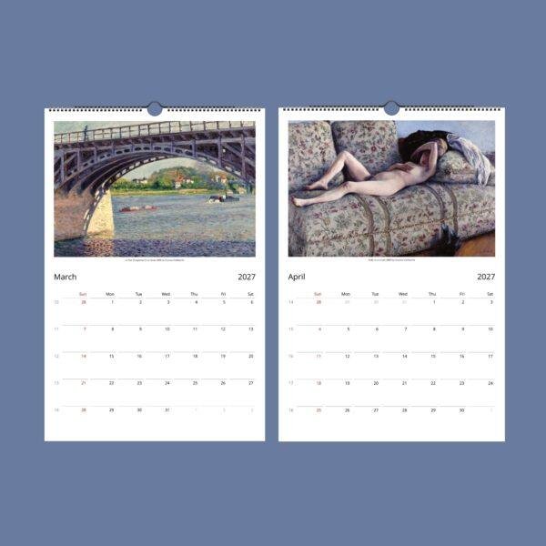 Gustave Caillebotte Wall Calendar - French impressionism, Paris Streets Decor, Semi-glossy silk paper