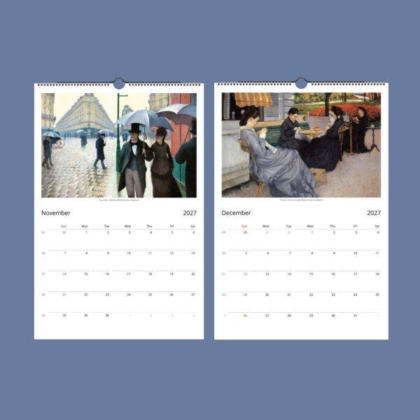 Gustave Caillebotte Wall Calendar - French impressionism, Paris Streets Decor, Semi-glossy silk paper