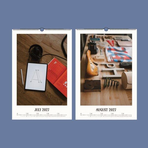 Letterpress Calendar - Retro Typography, Artistic Lettering, Gift For Artists, Semi-Glossy Paper