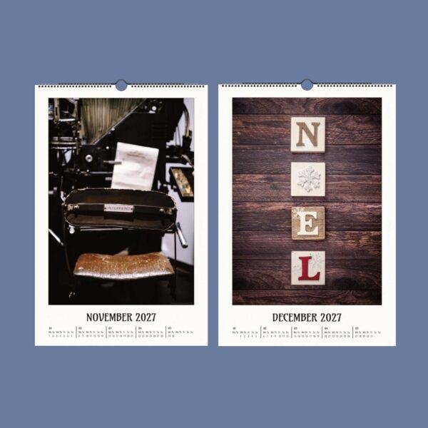 Letterpress Calendar - Retro Typography, Artistic Lettering, Gift For Artists, Semi-Glossy Paper