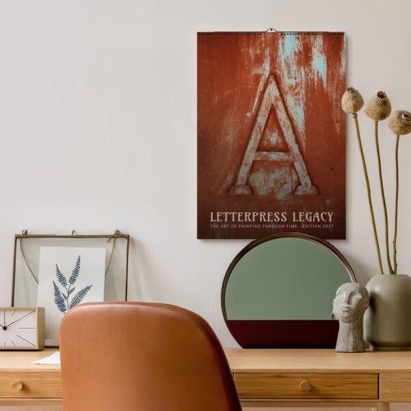 Letterpress Calendar - Retro Typography, Artistic Lettering, Gift For Artists, Semi-Glossy Paper