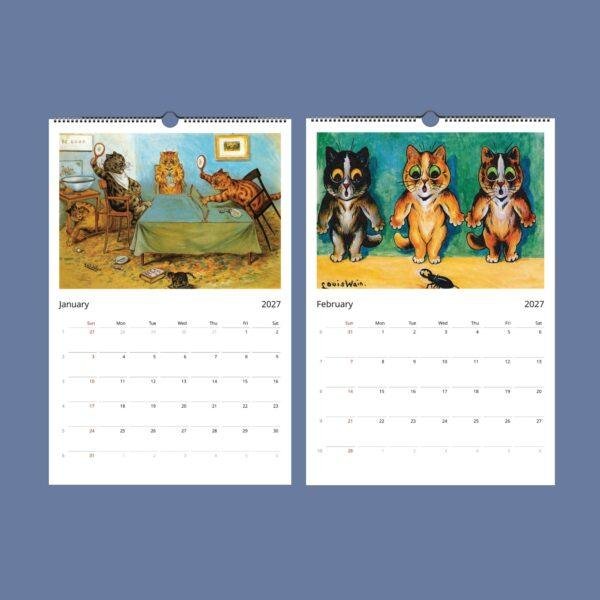 Louis Wain Cats Wall Calendar - English Artist, Vintage Feline Art, Semi-Glossy Paper
