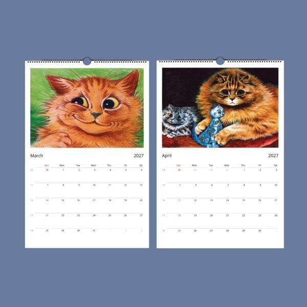 Louis Wain Cats Wall Calendar - English Artist, Vintage Feline Art, Semi-Glossy Paper
