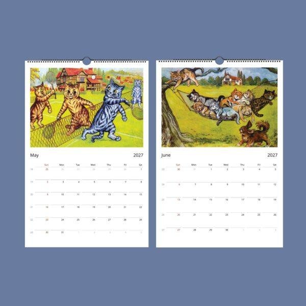 Louis Wain Cats Wall Calendar - English Artist, Vintage Feline Art, Semi-Glossy Paper