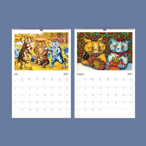Louis Wain Cats Wall Calendar - English Artist, Vintage Feline Art, Semi-Glossy Paper