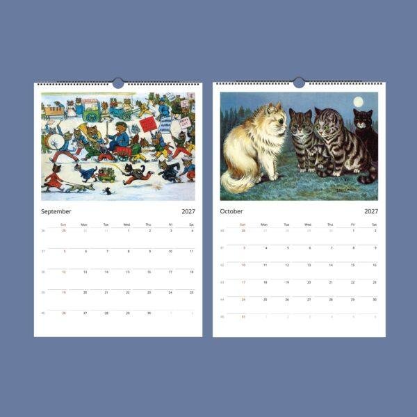Louis Wain Cats Wall Calendar - English Artist, Vintage Feline Art, Semi-Glossy Paper