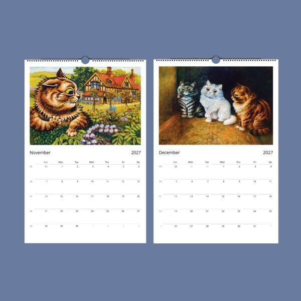 Louis Wain Cats Wall Calendar - English Artist, Vintage Feline Art, Semi-Glossy Paper