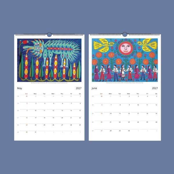 Maria Prymachenko Wall Calendar – Ukraine Artist, Primitive Painting, Semi-Glossy Paper