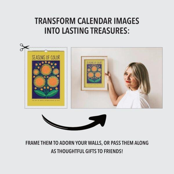Maria Prymachenko Wall Calendar – Ukraine Artist, Primitive Painting, Semi-Glossy Paper