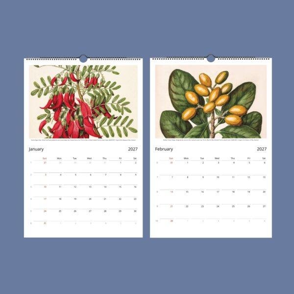 Sarah Featon Wall Calendar – Botanical Artist, New Zealand Flora, Maori Culture, Semi-Glossy Paper