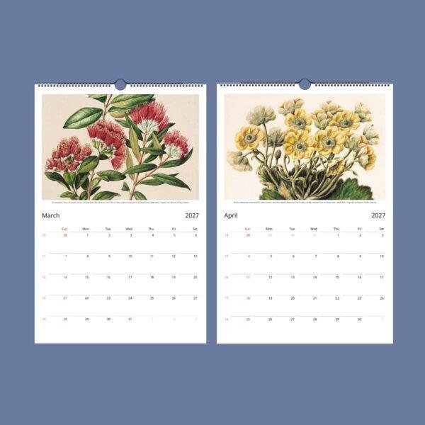 Sarah Featon Wall Calendar – Botanical Artist, New Zealand Flora, Maori Culture, Semi-Glossy Paper