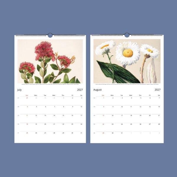 Sarah Featon Wall Calendar – Botanical Artist, New Zealand Flora, Maori Culture, Semi-Glossy Paper
