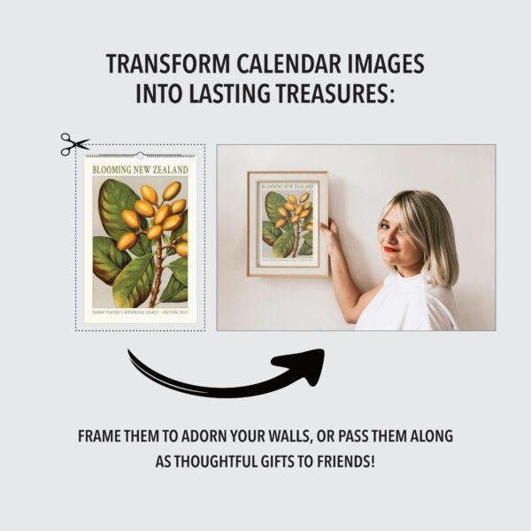 Sarah Featon Wall Calendar – Botanical Artist, New Zealand Flora, Maori Culture, Semi-Glossy Paper