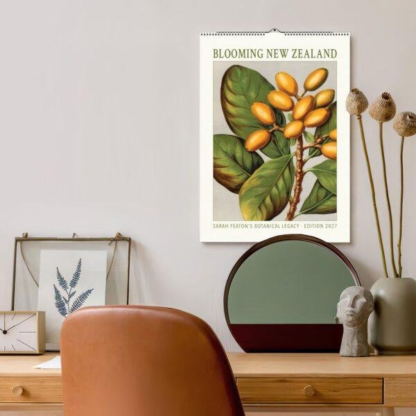 Sarah Featon Wall Calendar – Botanical Artist, New Zealand Flora, Maori Culture, Semi-Glossy Paper