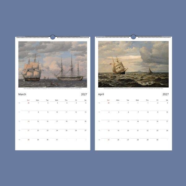 Maritime Calendar – Sailboat Painting, Nautical Decor, Semi-Glossy Paper