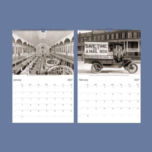 America’s Postal Past Wall Calendar - Vintage Photography, Postman Gift, Semi-Glossy Paper