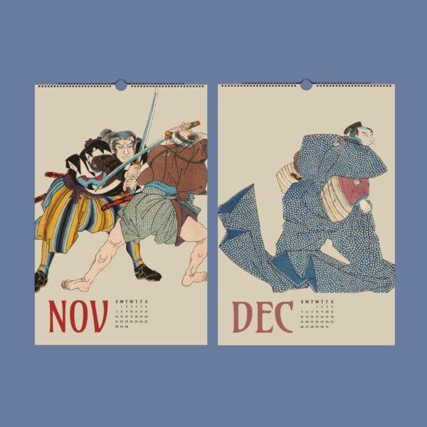 Utagawa Kuniyoshi Calendar - Samurai Wall Art, Japanese Woodblock, Semi-Glossy Paper