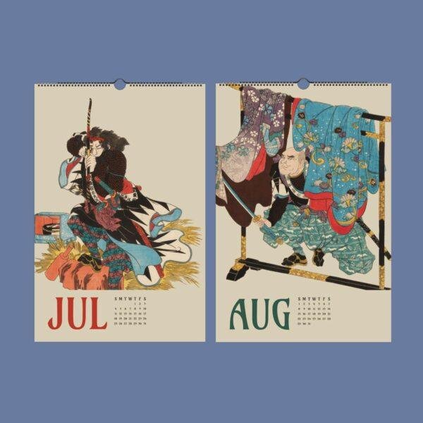 Utagawa Kuniyoshi Calendar - Samurai Wall Art, Japanese Woodblock, Semi-Glossy Paper