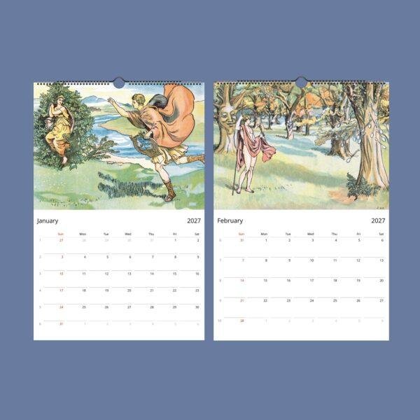 Once Upon a Time Wall Calendar - Floral Legends, Vintage Fairy Tales, Semi-Glossy Paper