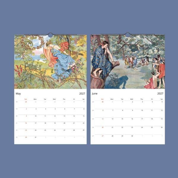 Once Upon a Time Wall Calendar - Floral Legends, Vintage Fairy Tales, Semi-Glossy Paper