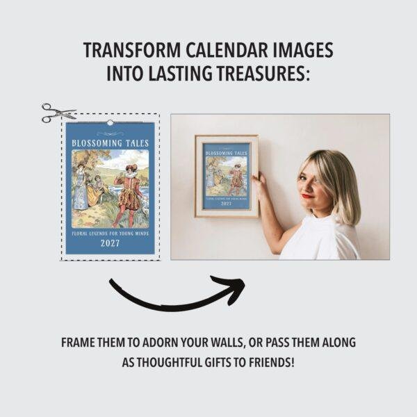 Once Upon a Time Wall Calendar - Floral Legends, Vintage Fairy Tales, Semi-Glossy Paper