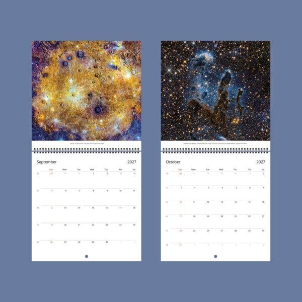 Galaxy Wall Calendar – NASA Hubble Webb, Space Lovers Gift, Semi-Gloss Silk Paper
